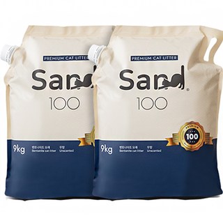 샌드백 프리미엄 벤토나이트 고양이 모래 오리지널, 9kg, 2개, 무향