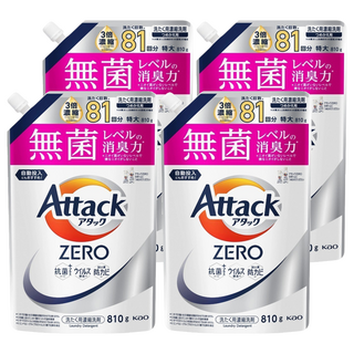 Attack 一匙靈 zero洗衣精 補充包 AC-HEC革新技術, 810g, 4包