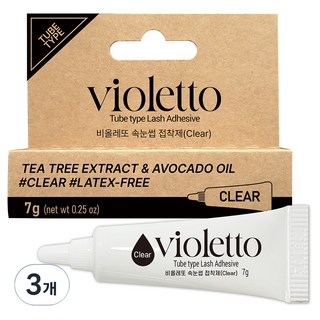 VIOLETTO 茶樹酪梨假睫毛膠水 軟管 7g, 透明, 3個