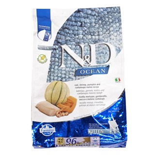 N&D 幼貓/懷孕貓用 OC0 天然海洋系列 無穀貓乾糧, 鱈魚 + 南瓜, 5kg, 1袋