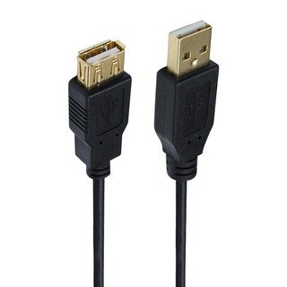 Cable USB 2.0 A公對A母 高純度銅芯導線 24K鍍金接頭 最高傳輸速率480 Mbps, 3m, 黑色, 1條