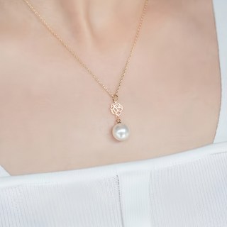 Adara Chao 經典玫瑰系列 玫瑰珍珠項鍊 12mm 人造仿珍珠 鋼電鍍14K