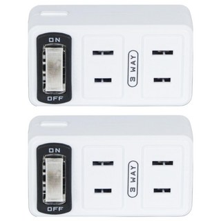 Kinyo 節電1開3插分接器, 50mm, 白色, 2個