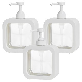 comet 方形透明洗手液瓶 500ml, 白色, 3件