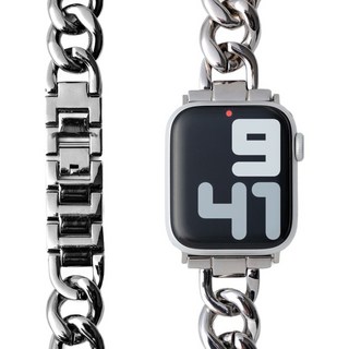 NUART 蘋果手錶相容纖薄鍊條金屬錶帶, 1個, 銀色