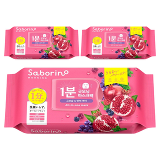 BCL Saborino 早安面膜 紅石榴高保濕, 30片, 3個