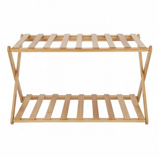 沐慕家居 免安裝折疊竹製多層鞋架 2層, 1個