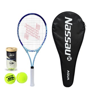 낫소 아쿠아 테니스라켓 + 테니스공 2p 세트, 스카이블루(테니스라켓), 1세트