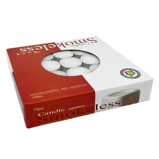 騰宇 新無煙茶燭 Set 50個, 石化蠟材質, 直徑3.8cm*3.8cm*1.5cm, 白色, 50g