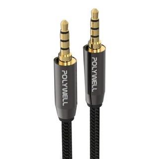 POLYWELL 寶利威爾 3.5mm AUX音源線 四極 公對公 BRAID版 1m, PW15-W52-B002, 黑色, 1條