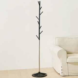 코멧 심플한 나무형 스탠드 옷걸이, 블랙