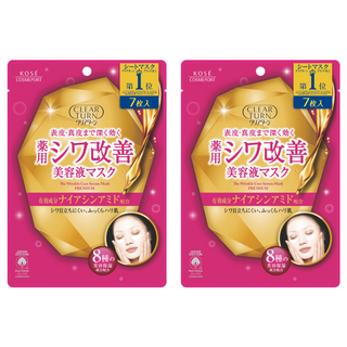 KOSE 高絲 CLEAR TURN 光映透 超濃厚保濕面膜 皺紋改善精華面膜, 7片, 2包