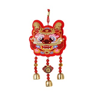 賈文卿 燙金刺繡風鈴掛飾 手感柔軟舒適 春節飾置必備 Set 2個, 龍王賀喜款, 娃娃本體約17 x 14cm, 若含掛繩長度與配飾約40cm