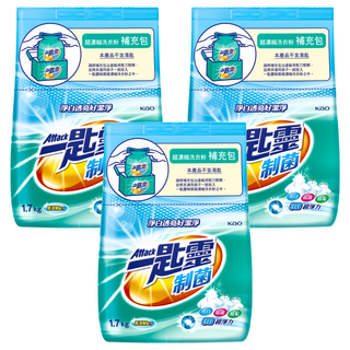 Attack 一匙靈 台灣公司貨 制菌超濃縮洗衣粉 補充包, 1.7kg, 3包