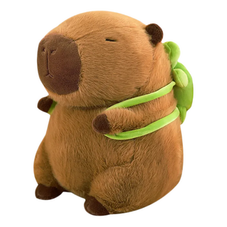 水豚君 娃娃 卡皮巴拉 水豚 動物抱枕娃娃, 烏龜背包款