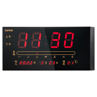 Kinyo LED數位萬年曆電子鐘 400 x 200 x 40mm 961g, 數位式 黑色