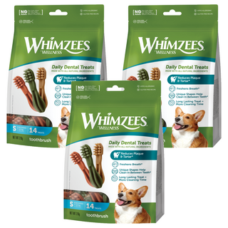 웰니스윔지스 강아지 위클리백 칫솔모양 강아지껌 S, 덴탈껌, 210g, 3세트