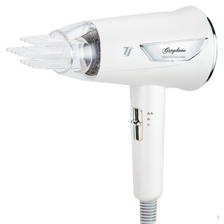 達新牌 石墨烯遠紅外線水潤負離子吹風機，8000萬負離子/cm3，附三款專業造型用配件, TS-6868, 白色