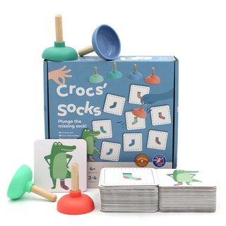 BS Toys 鱷魚襪子不見了 遊戲 含吸盤4個 + 鱷魚圖卡24個 + 襪子圖卡24個 4歲以上 2-4人, 1組