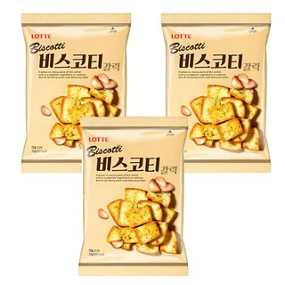LOTTE 樂天 大蒜麵包餅乾, 韓國熱門團購零食, 香脆可口, 70g, 3包