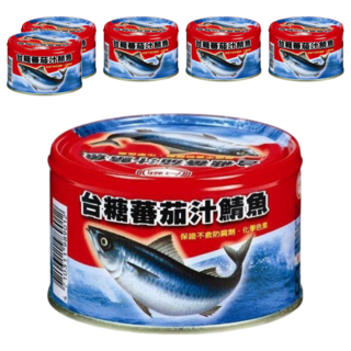 台糖 蕃茄汁鯖魚紅罐, 保證不添加防腐劑, 220g, 6罐