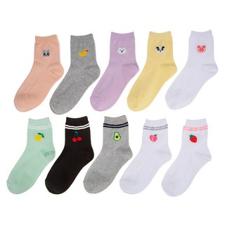 BASE ALPHA ESSENTIALS 女款中筒印花襪10雙組