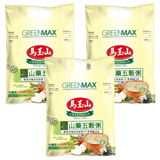 馬玉山 山藥五穀粥, 全素食, 富含膳食纖維和鈣質, 香濃鹹口味, 無防腐劑和人工香料, 350g, 3袋