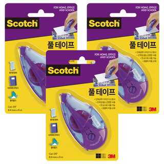 스카치 풀 테이프 8.4mm x 8m, 투명, 3개