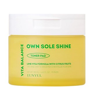 EUNYUL VITA Balance 嫩白爽膚棉，OWN SOLE SHINE，含柑橘成分, 70片, 1罐