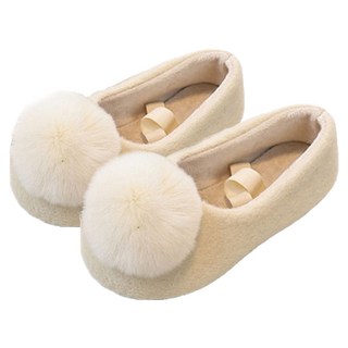 Haraloi 女童雪花毛球內刷毛瑪莉珍平底鞋