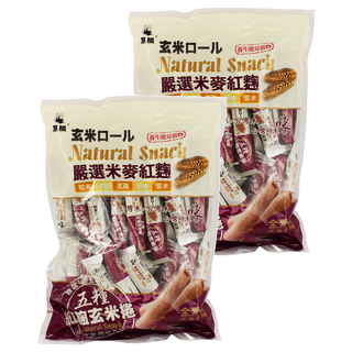 黑熊 鑫豪五糧紅麴玄米捲, 糙米 小麥 芝麻 燕麥 紫米, 400g, 2袋