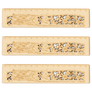 Winnie the Pooh 小熊維尼 維尼百畝森林系列木質鏤空15公分文具尺 SS197-1 16 x 3.5cm, 維尼家族 黃色, 3個