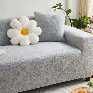 好物良品 短毛保暖防貓抓立體提花彈力沙發罩 可機洗烘乾, 三人座, 簡約灰, 1組
