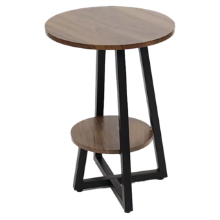 FAmILyLIFE 生活 木冶山居 Carmel工業風雙層圓形茶几 WO-015 40cm 3.1kg, 胡桃木