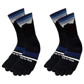 woawoa 漸層山巒系列 高筒四向止滑羊毛五指襪2件組