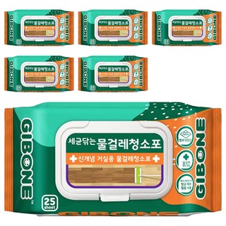 GIBONE 掀蓋式濕式除塵紙巾 25張, 6包