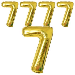 生活King 32吋數字氣球，錫箔氣球，派對佈置，多種顏色可選, 數字7 金色, 5個