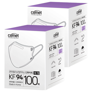 comet KF94保健防疫口罩 獨立包裝 大號舒適貼合型, 白色, 100片, 2盒