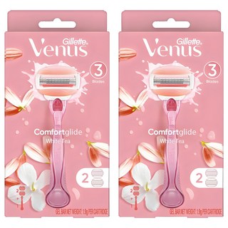 Gillette 吉列 Venus 維納斯 Comfort Glide 白茶女性除毛刀 + 2入刀片, 2個