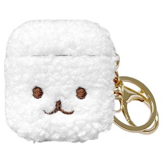 Timo 超Q捲捲毛刺繡耳機保護套 AirPods 1/2代 白色, 1個