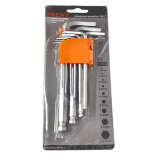 TRENY 長柄球型板手組, 9件套, 鉻釩鋼, 1組