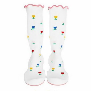 Komuello 學步鞋 及膝 精梳棉襪鞋, 125mm, 鬱金香 白色