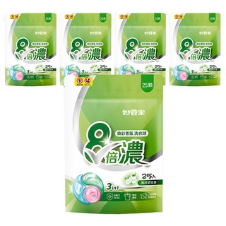 妙管家 8倍濃洗衣球, 煥彩香氛, 強效3in1, 25顆, 5袋