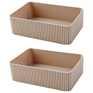 Couselect 日系簡約分隔收納盒 大號, 咖啡色, 2個