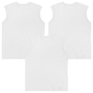 BASE ALPHA ESSENTIALS 中性透氣純棉無袖T恤 3件組, 白色
