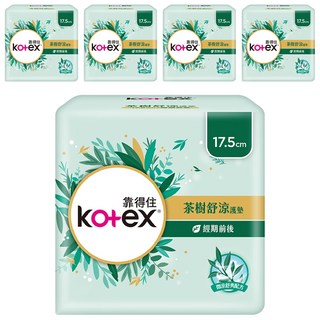 Kotex 靠得住 茶樹舒涼護墊 經期前後, 17.5cm, 18片, 5包