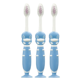 KU.KU Duckbill 酷咕鴨 2-8歲 站立牙刷, 超柔軟毛, 雙層清潔, 藍色, 1入, 3支