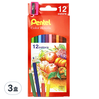 Pentel 飛龍文具 彩色鉛筆, 12色, 3盒