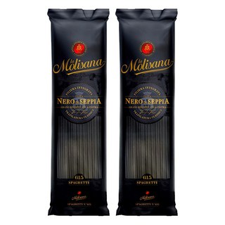 Molisana 茉莉 墨魚麵 高山冷泉純淨認證 仿古銅模Bronze Die製作 麵體表面粗糙 更能吸附醬汁, 500g, 2包