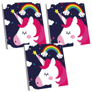 DIY 兒童數字油畫套裝 20*20cm 油畫布, 彩虹獨角獸 多色, 3組